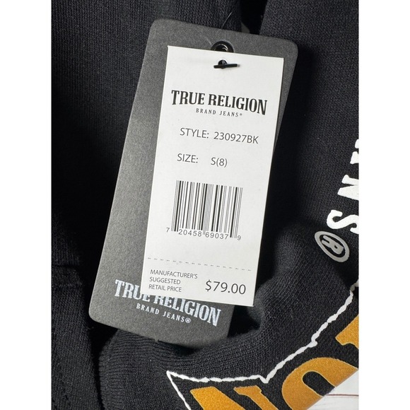 NWT True Religion Black Zip-Up Hoodie / Size S (8) / Sku0130 - Picture 9 of 11
